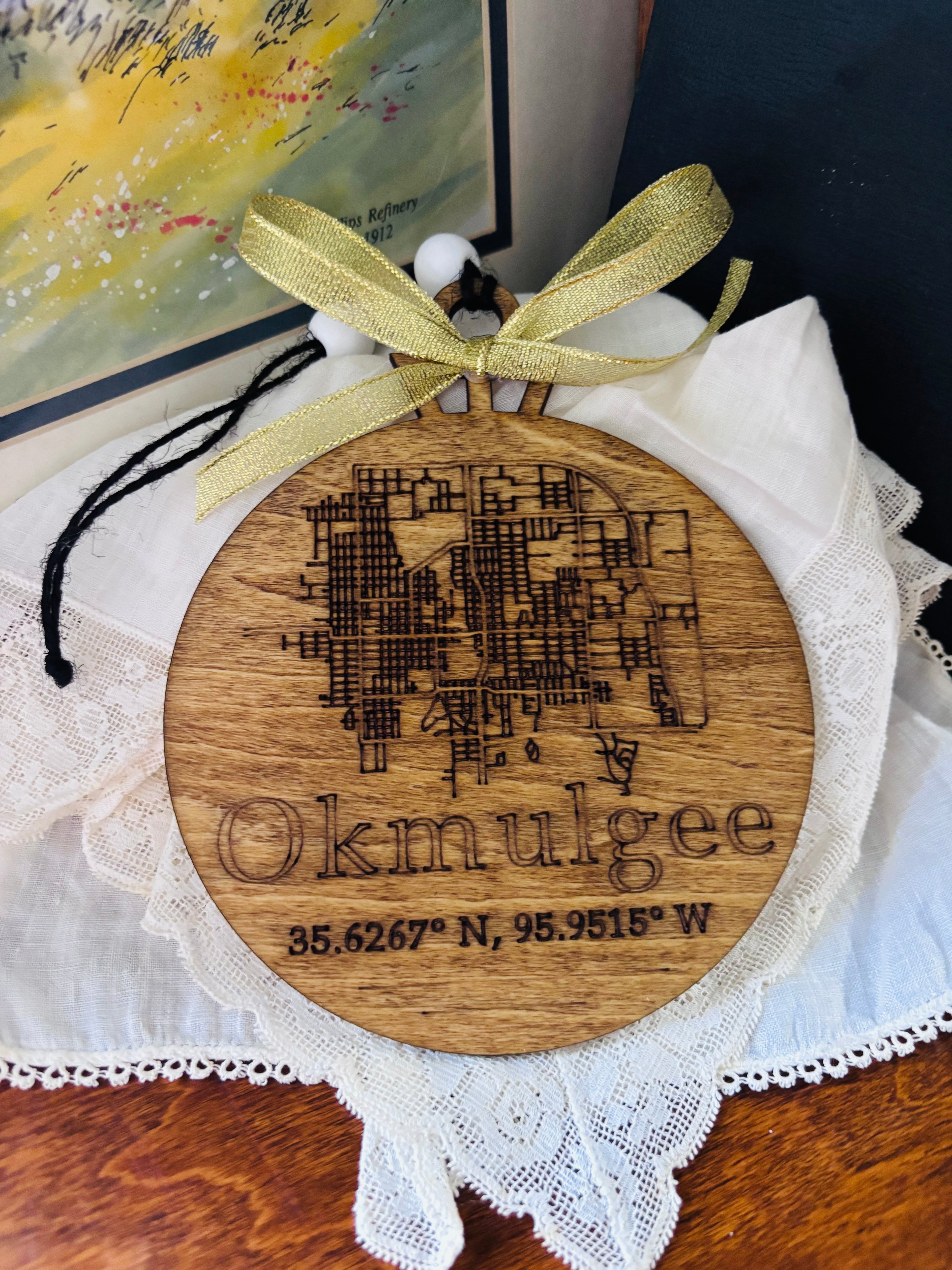 Okmulgee City Map Ornament