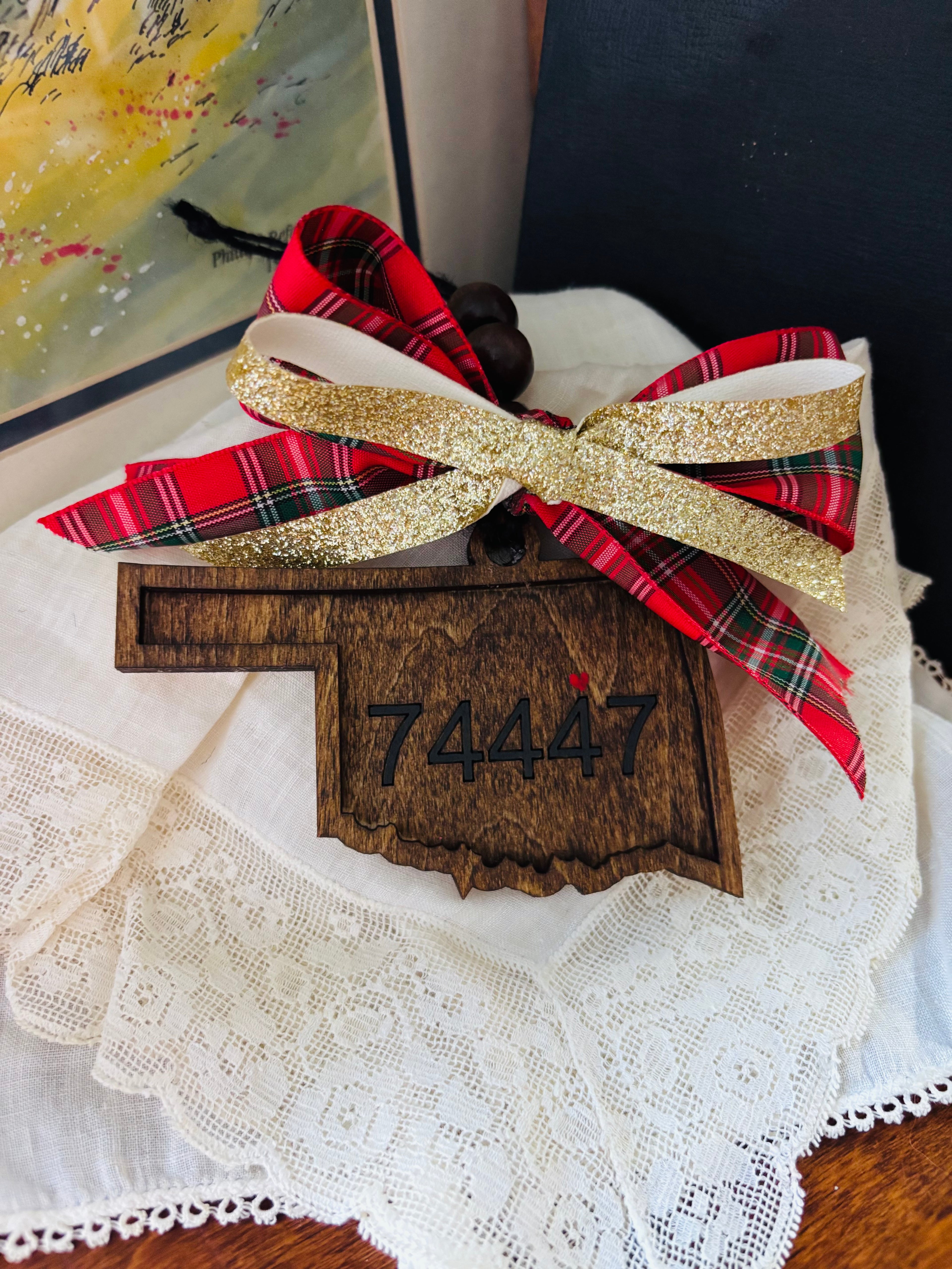 OK State Ornament with Zip Code
